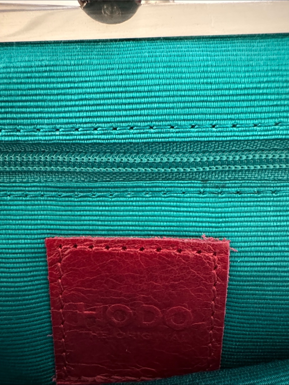 Hobo double sided folding Leather wallet Spring Floral Teal lining organization - Picture 13 of 16